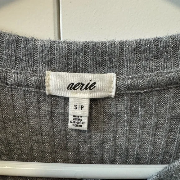 aerie Ribbed Button-Up Long Sleeve - Picture 3 of 3